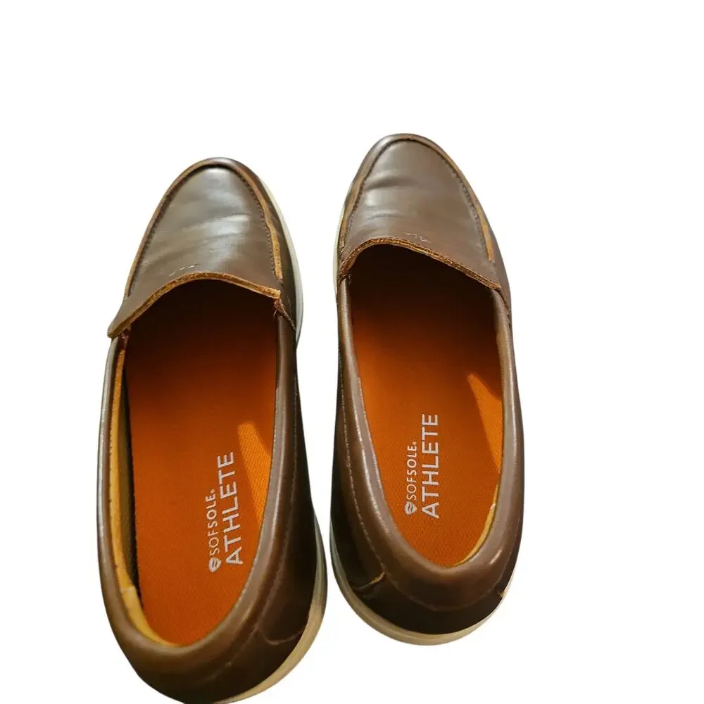Amberjack The Loafer Chestnut brown and cream mens leather shoes sz 10M $185